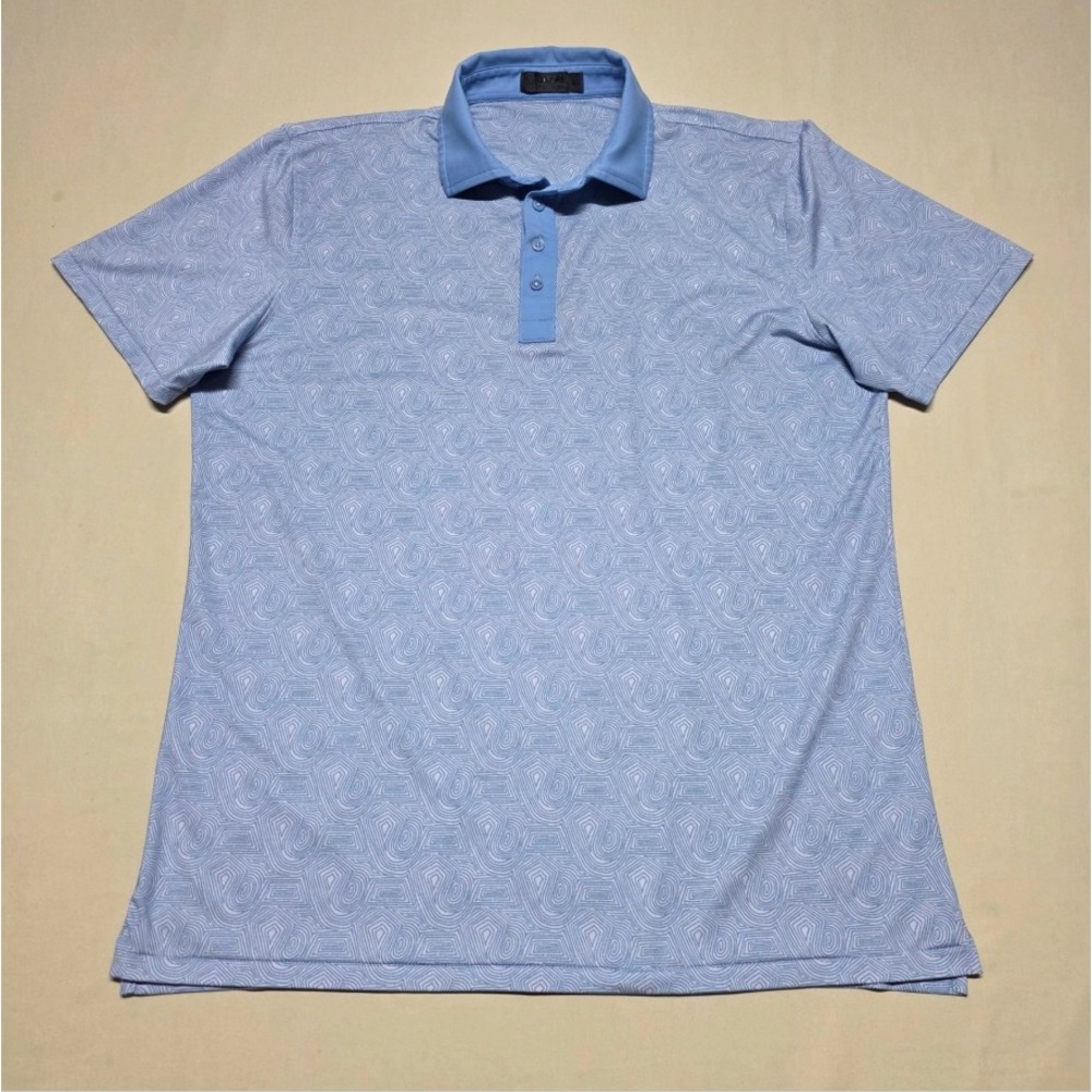 G/FORE Men XL Blue Geometric Performance Polo Shirt Short Sleeve Pullover RegFit